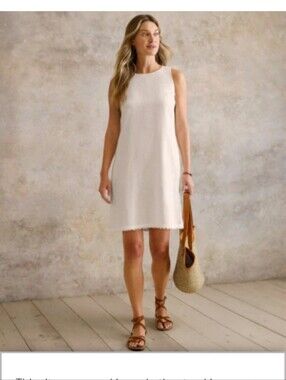 Garnet Hill Harborside Linen Fringe-Hem Dress